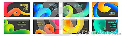 Abstract fluid curve. Gradient blend line, creative liquid colorful shapes and banner vector backgrounds set Vector Illustration