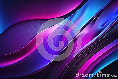 Abstract fluid 3d render holographic iridescent neon curved wave in motion dark background. Stock Photo