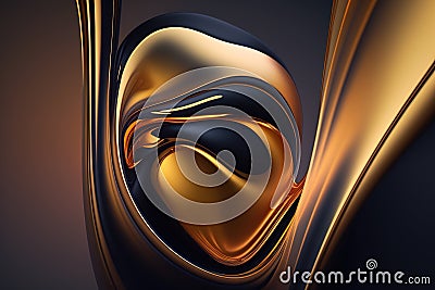 Abstract fluid 3d render holographic iridescent neon curved wave in motion dark background. Stock Photo