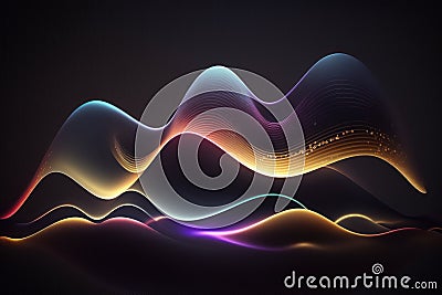 Abstract Fluid 3d Render Holographic Wave. Snow Gradient Design for Banners, Backgrounds, Wallpapers. Generative Ai Stock Photo