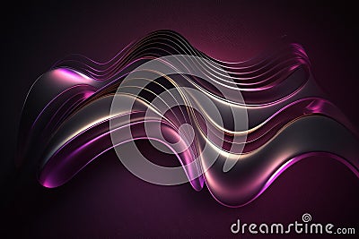 Abstract Fluid 3d Render Holographic Wave. Steel Pink Gradient Design for Banners, Backgrounds, Wallpapers. Generative Ai Stock Photo