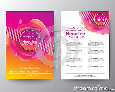 Abstract fluid orange magenta circle shape colors on vivid gradient background template for Brochure, Flyer, Poster, leaflet Vector Illustration