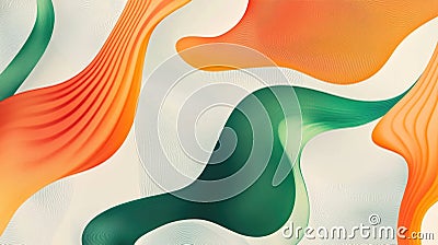 Abstract fluid waveforms in orange and green creating dynamic motion Stock Photo