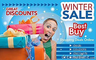 Abstract flyer for shopping on Winter Sale trade Stock Photo