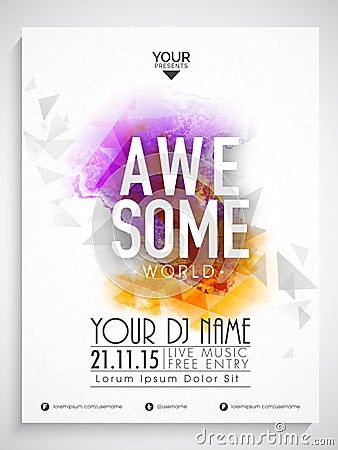 Abstract flyer, template or banner for Party. Stock Photo