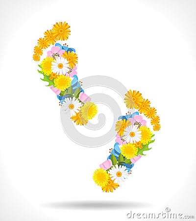 Abstract footprints composed from flowers Vector Illustration