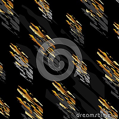 Abstract forms of gold color and black shade on a black background. vector Vector Illustration