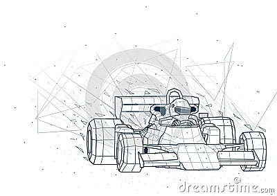 Abstract Formula One Low Poly Wireframe Vector Illustration