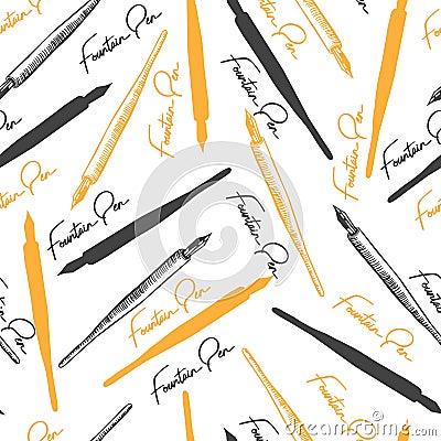 Abstract Fountain Pen Vector Graphic background stationery seamless pattern Vector Illustration