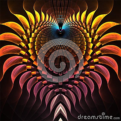 Digital computer fractal art abstract fractals, shining heart Stock Photo