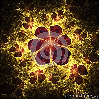 Abstract fractal art delicate flower with butterflies Stock Photo