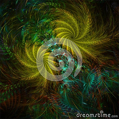 Abstract fractal art colorful green forest vegetation Stock Photo