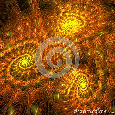 Abstract fractal art funny orange spirals Stock Photo