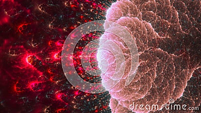 Abstract fractal art red microbe Stock Photo