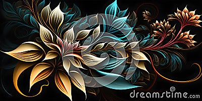 Abstract fractal background, computer-generated illustration. Fractal art for creative design. Generative AI technology Cartoon Illustration