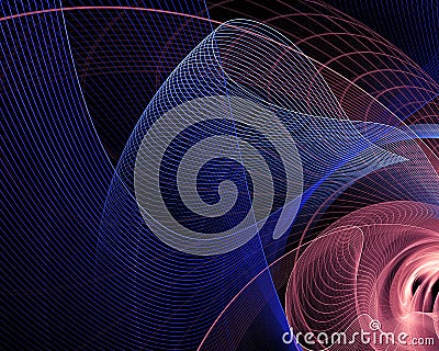 Abstract fractal background with parallel, wavy and curved lines. The lines form a network. Abstract image of various technologies Cartoon Illustration