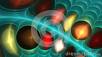 Abstract fractal bubbles. Green and red background Stock Photo
