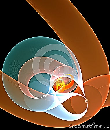 Abstract, fractal, computer-generated image of multi-colored geometric shapes, curves and lines resembling the direction of Stock Photo