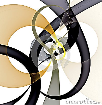 Abstract, fractal, computer-generated image of multicolored arches and curves on a light background Stock Photo
