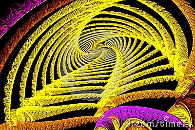 Abstract fractal computer image of a background of multicolored curves spiraling to infinity Stock Photo