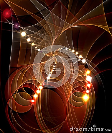 Abstract, fractal, computer-generated image of multicolored arches and curves on a dark background Stock Photo