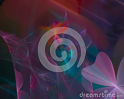 Abstract fractal digital light texture pattern graphic energy style colorful, render, motion, explosion Stock Photo