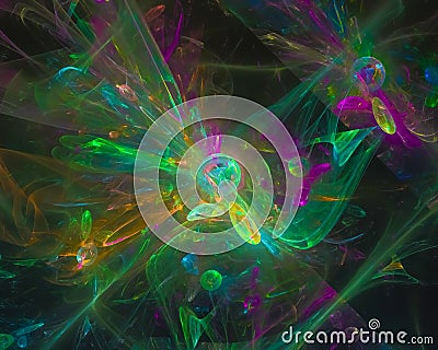 Abstract fractal digital light style design beautiful colorful, render, motion, explosion Stock Photo