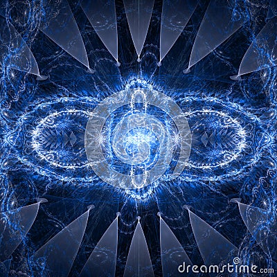 Abstract fractal floral infinity symbol background in shining blue Stock Photo