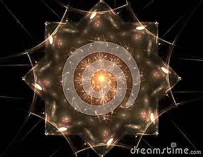 Particles of abstract fractal forms on the subject of nuclear physics science and graphic design. Geometry sacred futuristic quant Stock Photo