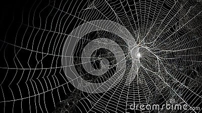 Abstract fractal sipder web on dark background with grungy ornament of broken moody web and particles Stock Photo