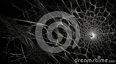Abstract fractal sipder web on dark background with grungy ornament of broken moody web and particles Stock Photo