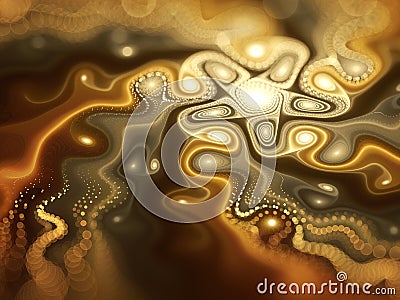 Abstract fractal smoky pattern with gold star Stock Photo