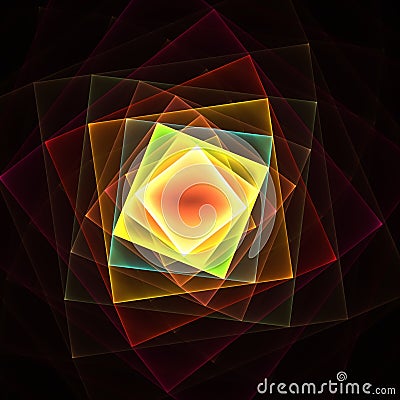 Abstract Fractal Swirl Square Background - Fractal Art Stock Photo