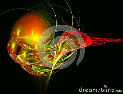 Abstract fractal swirls and ball Stock Photo