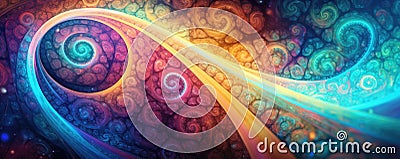 Abstract Fractal Symphony: captivating panorama of intricate fractal patterns, blending harmoniously to create panorama Stock Photo
