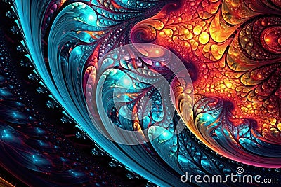 Abstract Fractal Symphony: captivating panorama of intricate fractal patterns, blending harmoniously to create a symphony Stock Photo