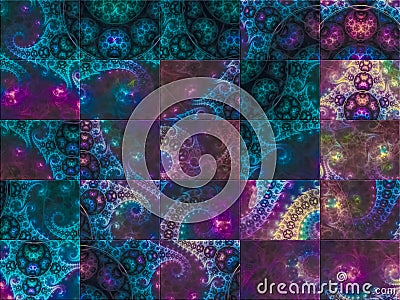 Abstract fractal template card , cover style fantastic , mosaic Stock Photo