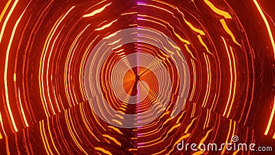 Abstract fragmented psychedelic orange tunnel Stock Photo