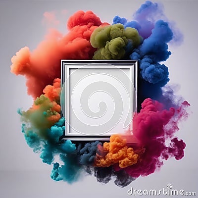 abstract frame of colorful 3d rendering. rendering empty space background. for text. futuristic design banner or Stock Photo
