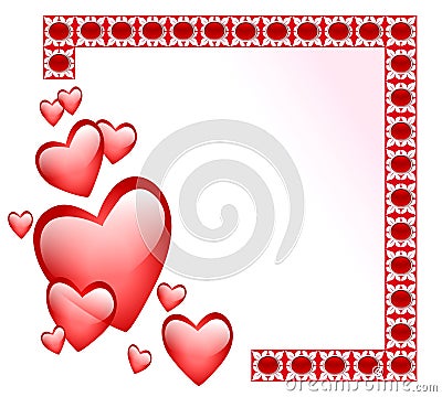 Abstract frame with glossy hearts Stock Photo