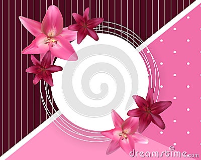 Abstract Frame with Lily Flower. Natural Background. Vector Illustration Vector Illustration