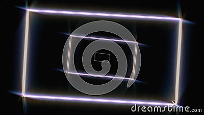 Abstract frame tunnel with lines and rectangles on black background, seamless loop. Animation. Moving hypnotically lines Stock Photo