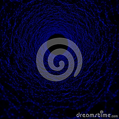 Abstract frame tunnel. Wormhole. 3D corridor grid Stock Photo