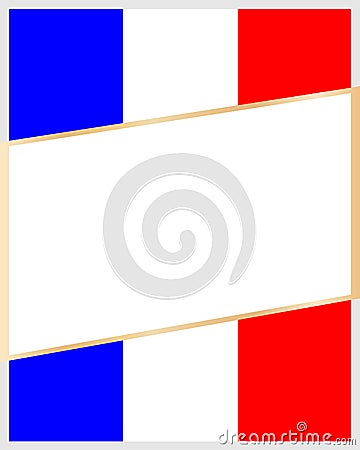 Abstract French flag border frame. Vector Illustration