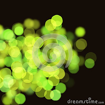 Abstract fresh lemon green yellow bokeh lens and blurred circles on dark background Stock Photo