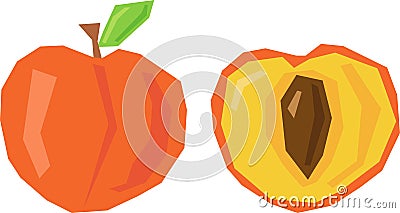 Abstract fresh peach isolated on white Vector Illustration