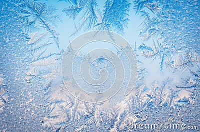 Abstract frosty pattern on glass, background texture Stock Photo