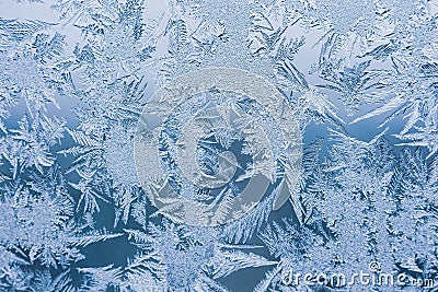 Abstract frosty pattern on glass, background texture Stock Photo