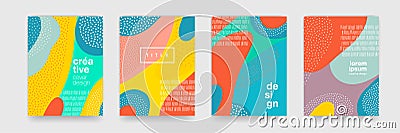 Abstract fun color pattern cartoon texture for doodle geometric background. Vector trend shape for brochure cover template design Vector Illustration