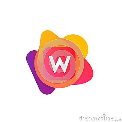 Abstract fun shape elements company logo sign icon. W letter log Vector Illustration